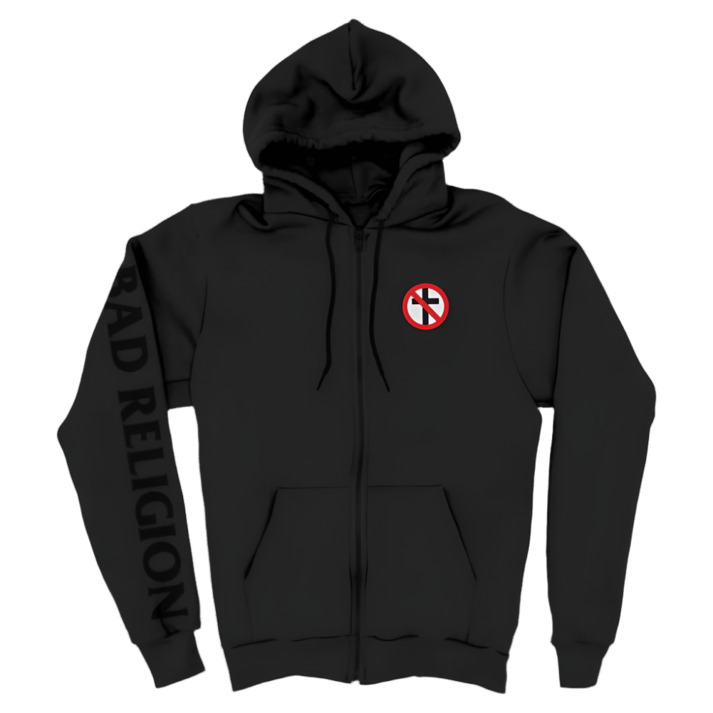 Embroidered Crossbuster Zip Up Hoodie (Black)